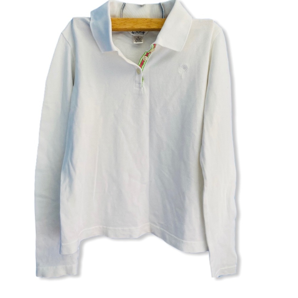 Lilly Pulitzer long sleeve polo white girls 14